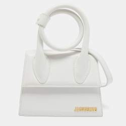 Pre Owned Jacquemus White Leather Le Chiquito Noeud Top Handle Bag