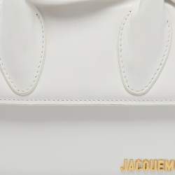 Pre Owned Jacquemus White Leather Le Chiquito Noeud Top Handle Bag