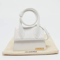Pre Owned Jacquemus White Leather Le Chiquito Noeud Top Handle Bag