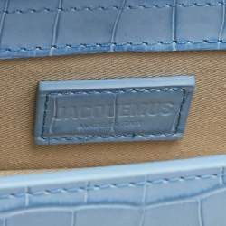 Pre Owned Jacquemus Light Blue Croc Embossed Leather Mini Le Bambino Top Handle Bag