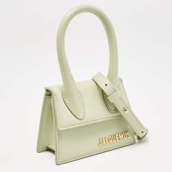 Jacquemus Light Green Leather Mini Le Chiquito Top Handle Bag