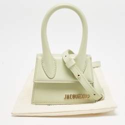 Jacquemus Light Green Leather Mini Le Chiquito Top Handle Bag