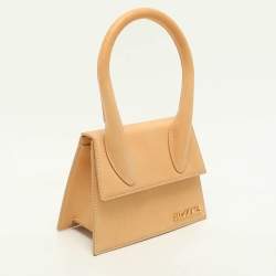 Jacquemus Light Brown Leather Le Chiquito Moyen Top Handle Bag