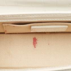 Jacquemus White Croc Embossed Leather Long Le Chiquito Top Handle Bag