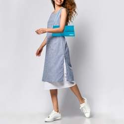 Pre Owned Jacquemus Blue Suede Le Bambino Long Shoulder Bag