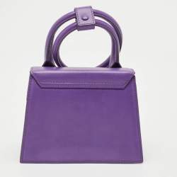 Pre Owned Jacquemus Purple Leather Le Chiquito Noeud Top Handle Bag