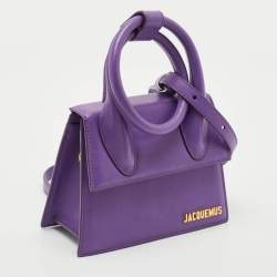 Pre Owned Jacquemus Purple Leather Le Chiquito Noeud Top Handle Bag