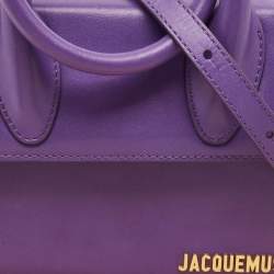 Pre Owned Jacquemus Purple Leather Le Chiquito Noeud Top Handle Bag