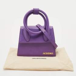 Pre Owned Jacquemus Purple Leather Le Chiquito Noeud Top Handle Bag