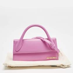 Pre Owned Jacquemus Pink Leather Long Le Chiquito Top Handle Bag