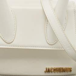Jacquemus White Leather Le Chiquito Moyen Top Handle Bag