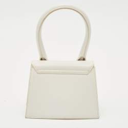 Jacquemus White Leather Le Chiquito Moyen Top Handle Bag