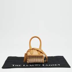 Jacquemus Mustard/Cream Rattan and Leather Mini Wicker Le Chiquito Top Handle Bag