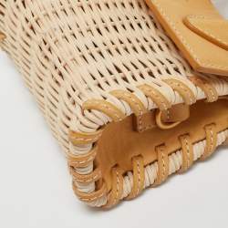 Jacquemus Mustard/Cream Rattan and Leather Mini Wicker Le Chiquito Top Handle Bag