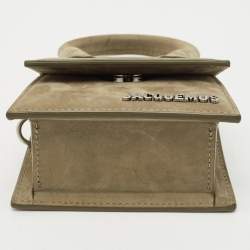 Jacquemus Olive Green Nubuck Leather Mini Le Chiquito Top Handle Bag