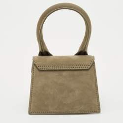 Jacquemus Olive Green Nubuck Leather Mini Le Chiquito Top Handle Bag