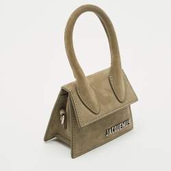 Jacquemus Olive Green Nubuck Leather Mini Le Chiquito Top Handle Bag