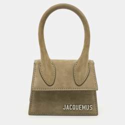 Jacquemus Olive Green Nubuck Leather Mini Le Chiquito Top Handle Bag