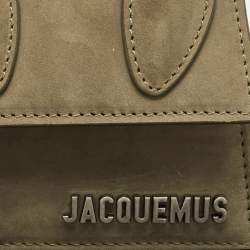 Jacquemus Olive Green Nubuck Leather Mini Le Chiquito Top Handle Bag