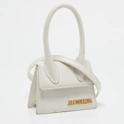 Jacquemus White Leather Mini Le Chiquito Top Handle Bag
