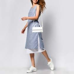 Jacquemus White Leather Long Le Chiquito Top Handle Bag