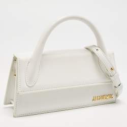 Jacquemus White Leather Long Le Chiquito Top Handle Bag