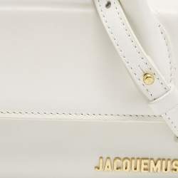 Jacquemus White Leather Long Le Chiquito Top Handle Bag