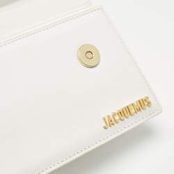 Jacquemus White Leather Long Le Chiquito Top Handle Bag