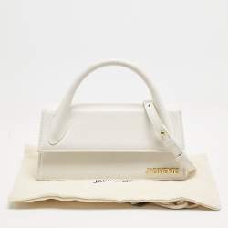 Jacquemus White Leather Long Le Chiquito Top Handle Bag