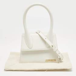 Jacquemus White Leather Le Chiquito Moyen Top Handle Bag