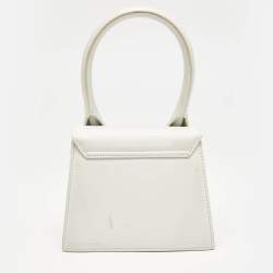 Jacquemus White Leather Le Chiquito Moyen Top Handle Bag