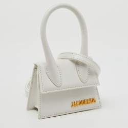 Jacquemus White Leather Mini Le Chiquito Top Handle Bag