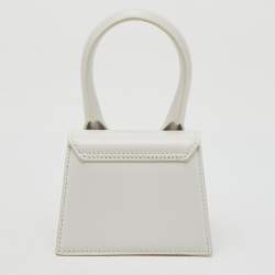 Jacquemus White Leather Mini Le Chiquito Top Handle Bag