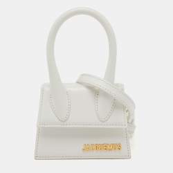 Jacquemus White Leather Mini Le Chiquito Top Handle Bag