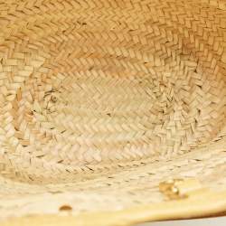Jacquemus Beige/Yellow Straw and Leather Le Panier Soleil Basket Tote