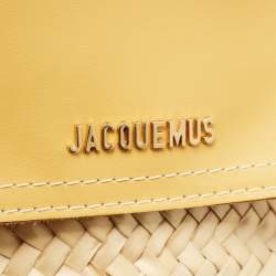 Jacquemus Beige/Yellow Straw and Leather Le Panier Soleil Basket Tote