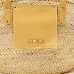 Jacquemus Beige/Yellow Straw and Leather Le Panier Soleil Basket Tote
