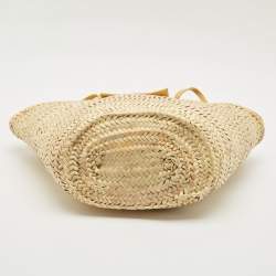 Jacquemus Beige/Yellow Straw and Leather Le Panier Soleil Basket Tote