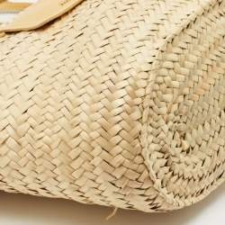 Jacquemus Beige/Yellow Straw and Leather Le Panier Soleil Basket Tote