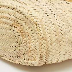 Jacquemus Beige/Yellow Straw and Leather Le Panier Soleil Basket Tote