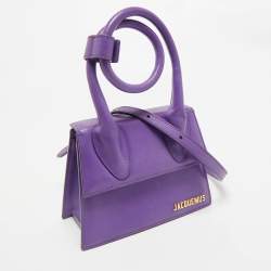 Jacquemus Purple Leather Le Chiquito Noeud Top Handle Bag