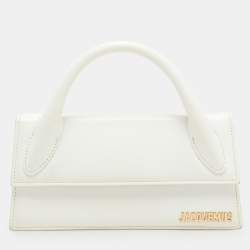 Jacquemus White Leather Long Le Chiquito Top Handle Bag