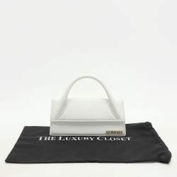 Jacquemus White Leather Long Le Chiquito Top Handle Bag