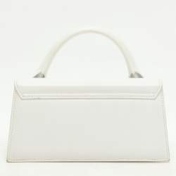 Jacquemus White Leather Long Le Chiquito Top Handle Bag