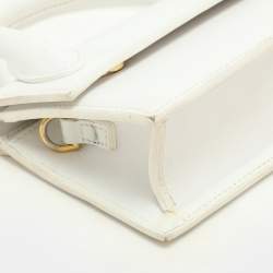 Jacquemus White Leather Long Le Chiquito Top Handle Bag