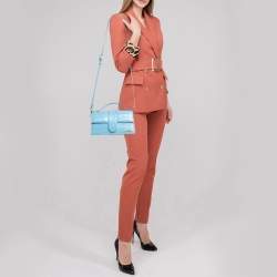 Jacquemus Light Blue Croc Embossed Leather Le Grand Bambino Top Handle Bag