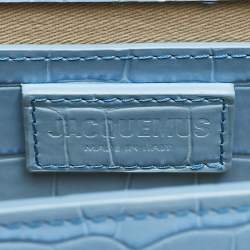 Jacquemus Light Blue Croc Embossed Leather Le Grand Bambino Top Handle Bag