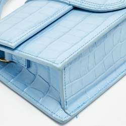 Jacquemus Light Blue Croc Embossed Leather Le Grand Bambino Top Handle Bag