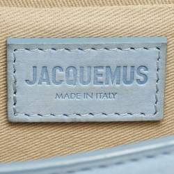 Jacquemus Light Blue Suede Long Le Chiquito Top Handle Bag