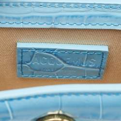 Jacquemus Light Blue Croc Embossed Leather Mini Le Chiquito Top Handle Bag